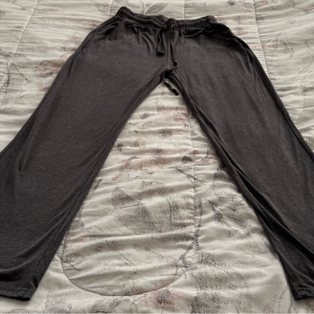 Dibaolong gray wide leg pulll on drawstring pants with pockets size S loungewear